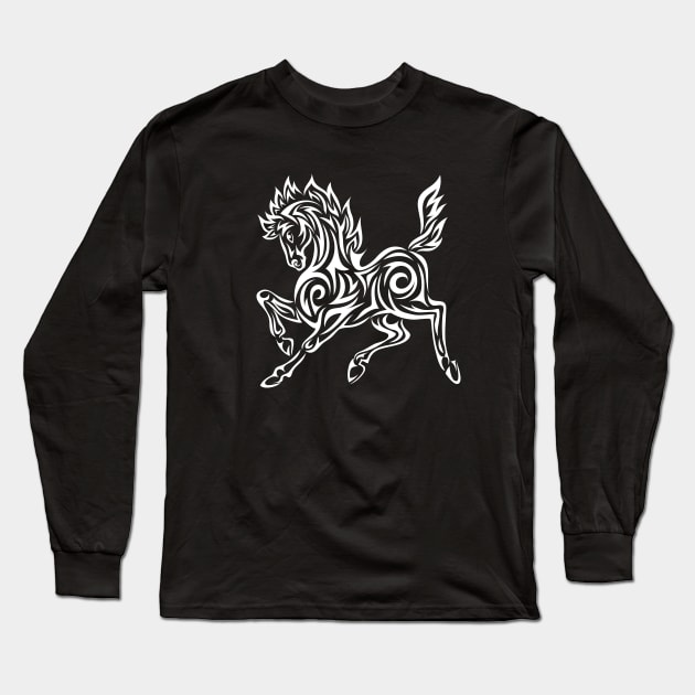 Beauty Horse Tribal Long Sleeve T-Shirt by AVEandLIA